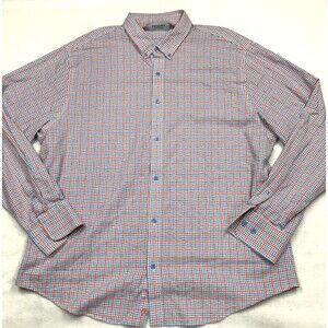 TWILLORY untuck(able) Twill Shirt Men XL Pastel Orange Blue  Plaid Linen